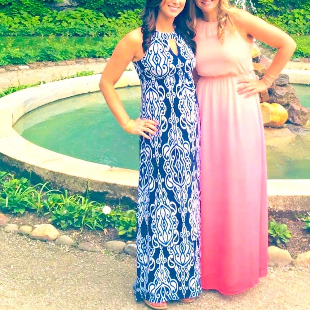 INC Navy And White Maxi Dress